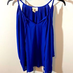 Royal Blue Long Sleeve Sheer Top